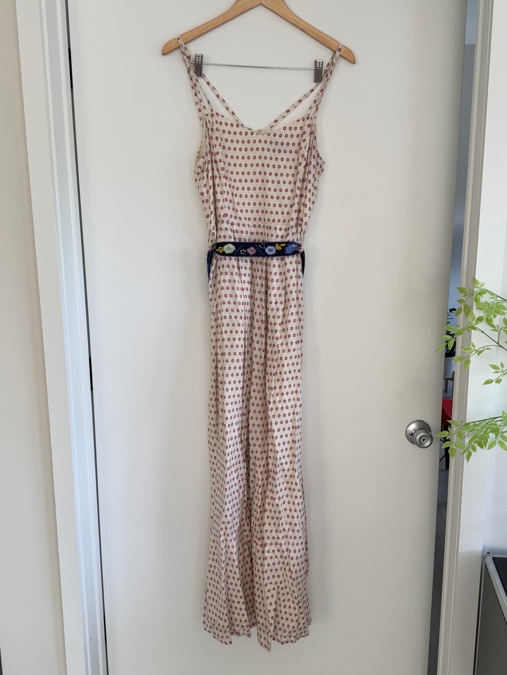 French Connection Size 8 Printed Maxi Dress Beaded Belt